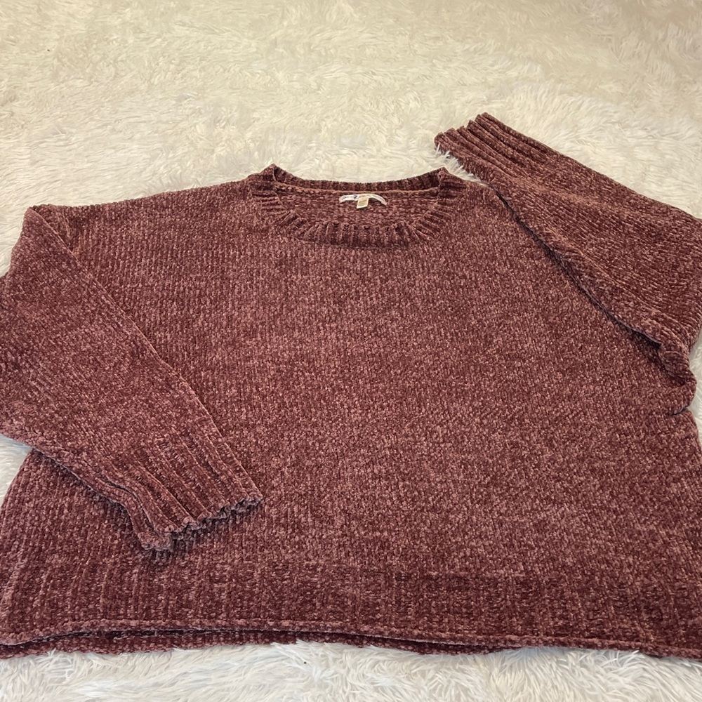 Seven 7 Women's Chenille Sweater - Burgundy SIZE XXL